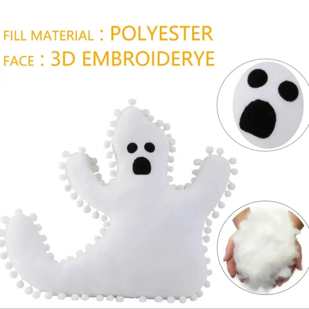 Ghost Pillow, New, BIG! 16”x15”, White